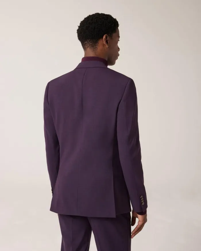 Politix Blazers Men Slim Stretch Wool Blend Tailored Jacket Grape