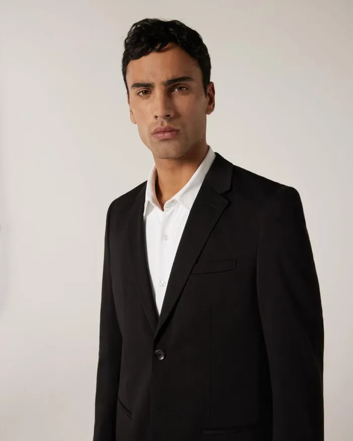 Politix Blazers Men Travel Jersey Tailored Jacket Black