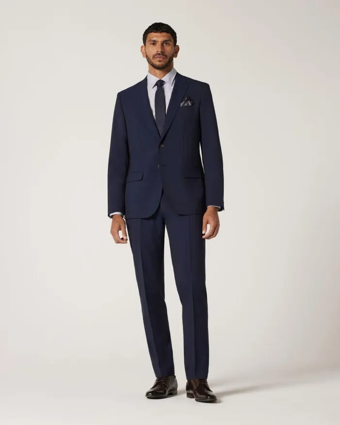 Politix Blazers Men Wool Blend Regular Stretch Premium Tailored Jacket Navy