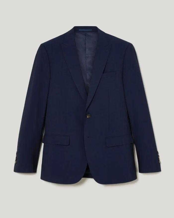 Politix Blazers Men Wool Blend Regular Stretch Premium Tailored Jacket Navy