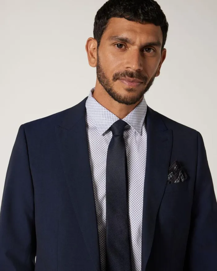 Politix Blazers Men Wool Blend Regular Stretch Premium Tailored Jacket Navy