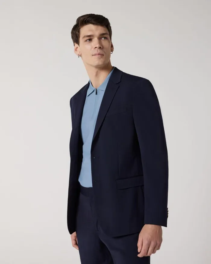 Politix Blazers Men Wool Blend Soft Tailored Jacket Navy