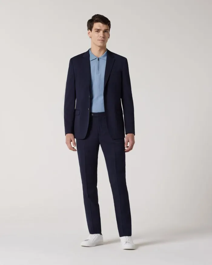 Politix Blazers Men Wool Blend Soft Tailored Jacket Navy