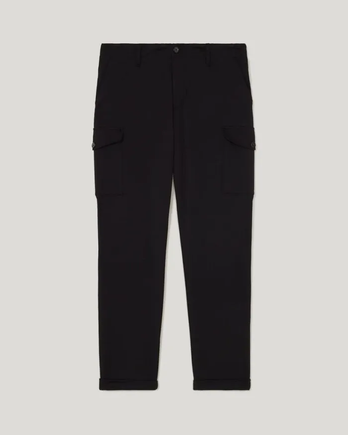 Politix Chinos Men Jersey Stretch Travel Cargo Pant Black
