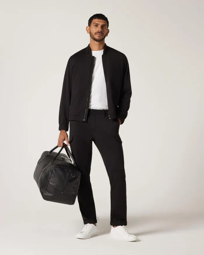 Politix Chinos Men Jersey Stretch Travel Cargo Pant Black