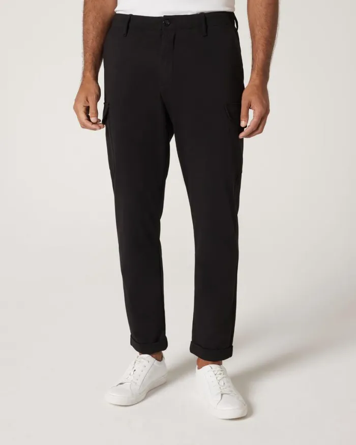 Politix Chinos Men Jersey Stretch Travel Cargo Pant Black