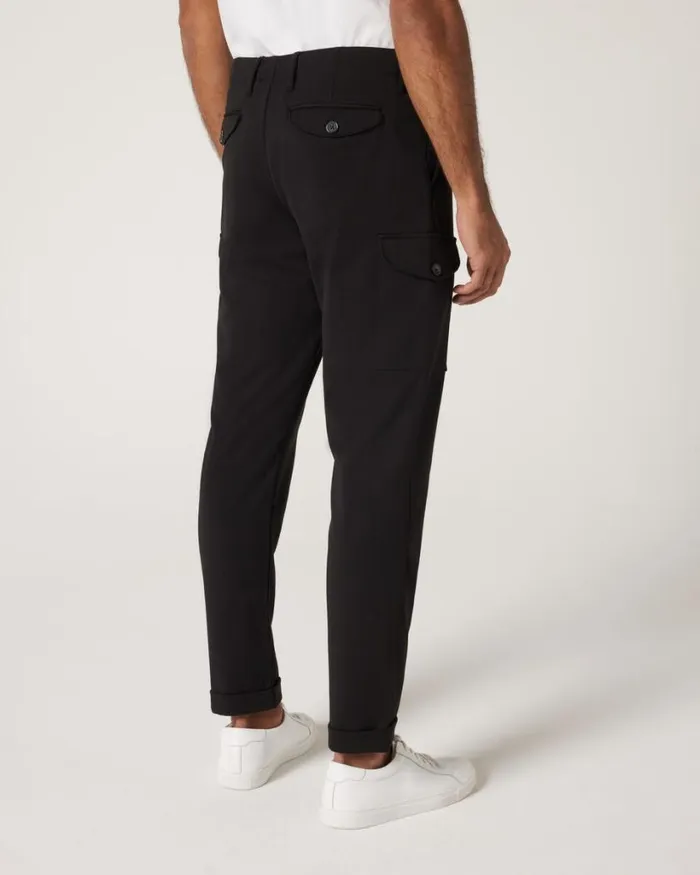 Politix Chinos Men Jersey Stretch Travel Cargo Pant Black