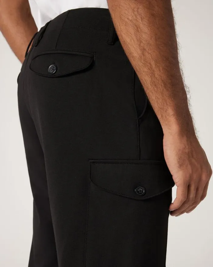 Politix Chinos Men Jersey Stretch Travel Cargo Pant Black