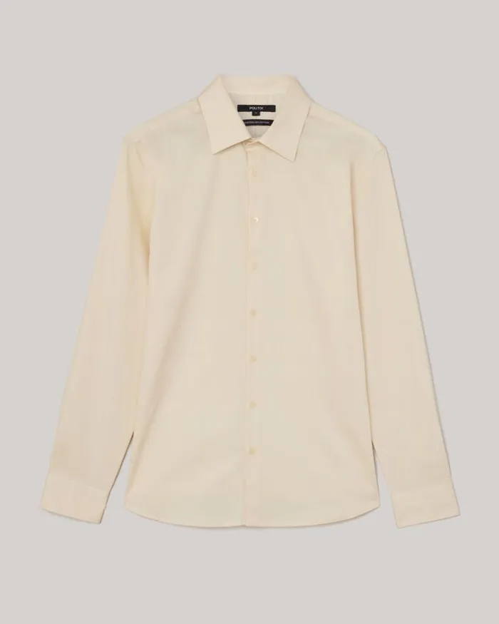 Politix Formal Shirts Men Regular Long Sleeve Dress Shirt Lemon