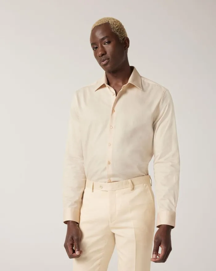 Politix Formal Shirts Men Regular Long Sleeve Dress Shirt Lemon