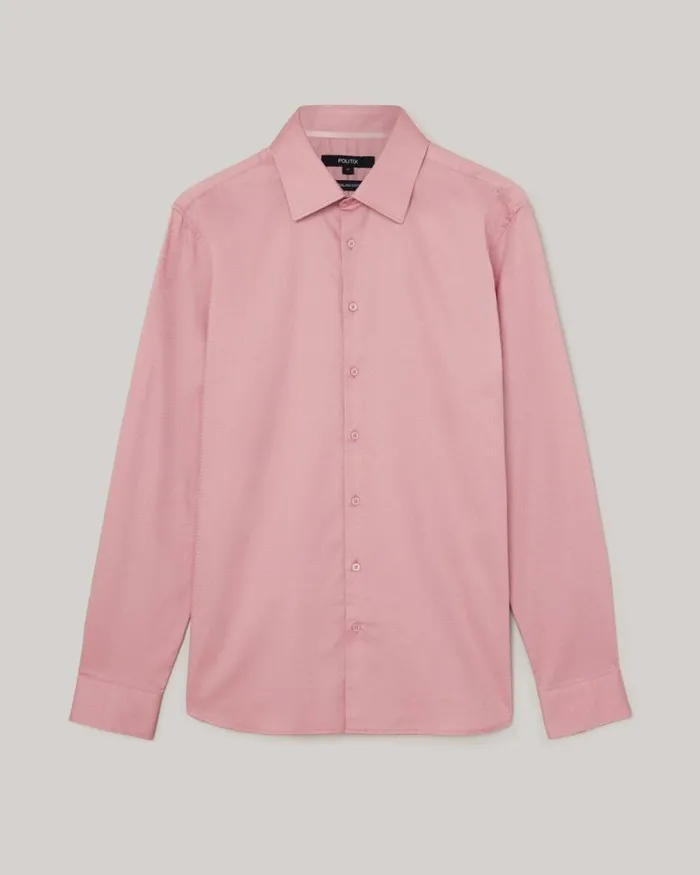 Politix Formal Shirts Men Regular Long Sleeve Dress Shirt Rose
