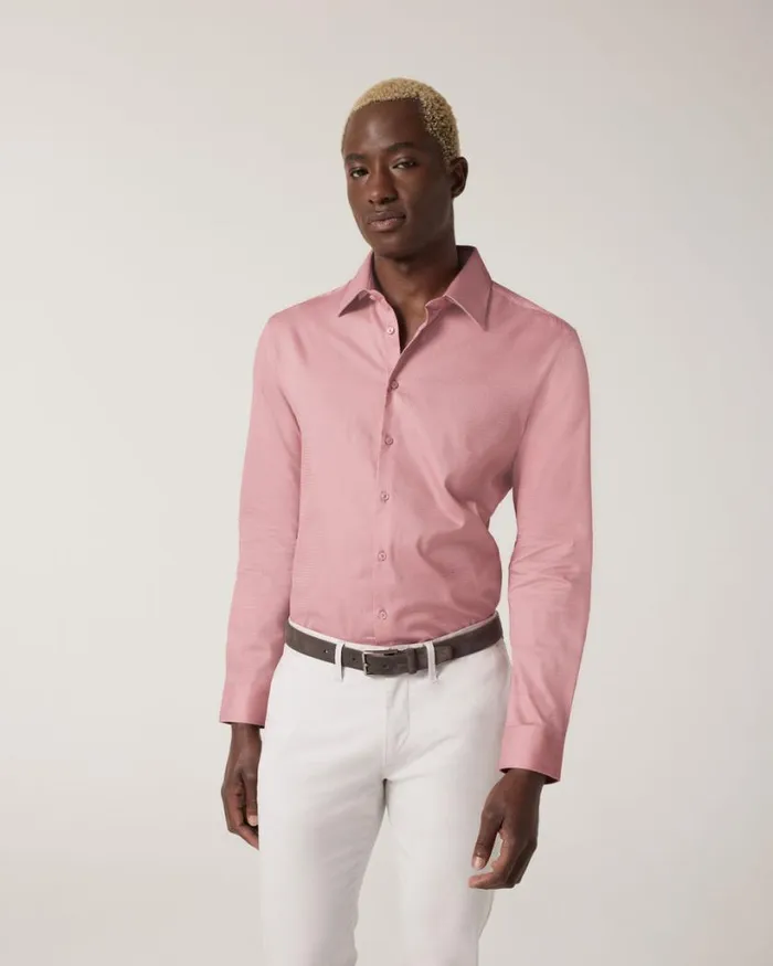 Politix Formal Shirts Men Regular Long Sleeve Dress Shirt Rose