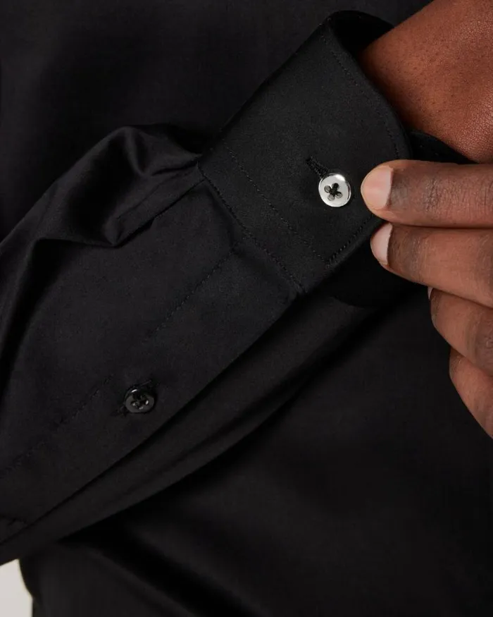 Politix Formal Shirts Men Regular Sateen Long Sleeve Shirt Black