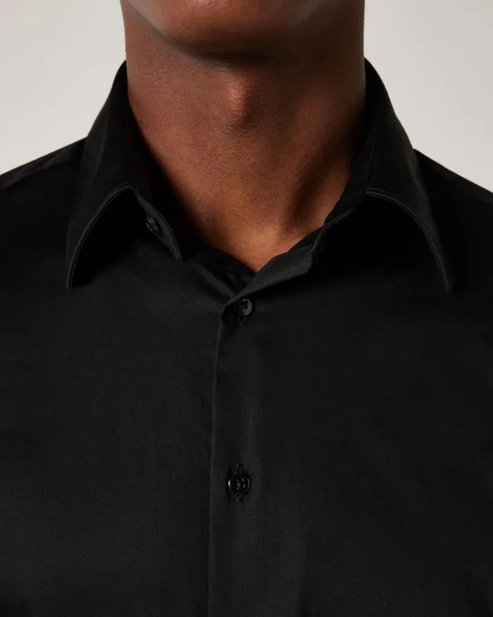 Politix Formal Shirts Men Regular Sateen Long Sleeve Shirt Black