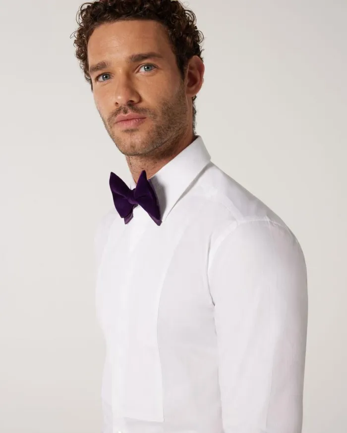 Politix Formal Shirts Men Slim Long Sleeve Bib Formal Shirt White
