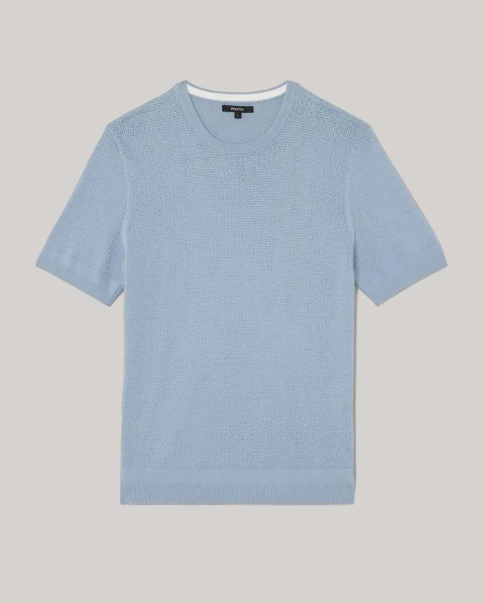 Politix Knitwear Men Crew Short Sleeve Knit Chalk Blue