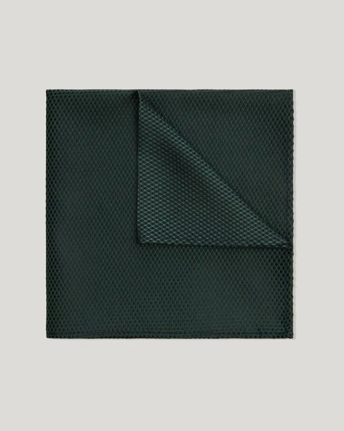 Politix Pocket Squares Men Silk Textured TwoTone Pocket Square Dark Green