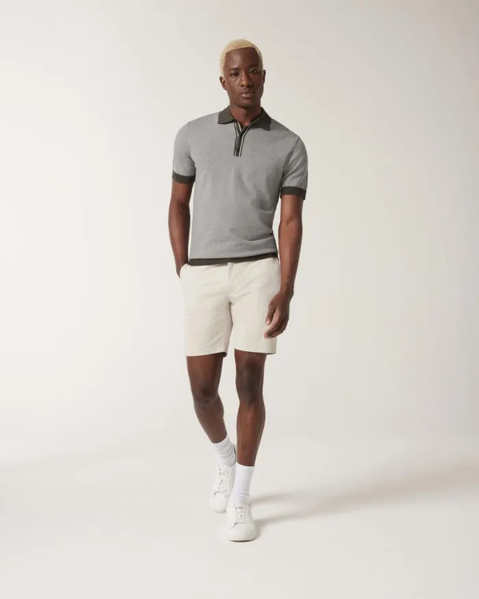 Politix Polo Shirts Men Striped Buttonup Collar Polo Khaki