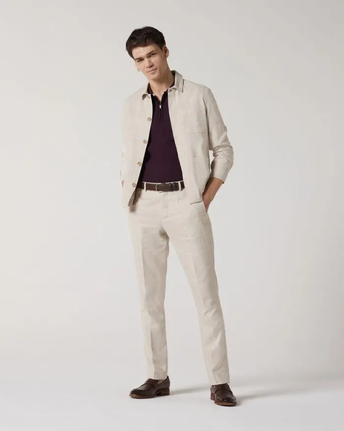 Politix Polo Shirts Men Textured Zipup Polo Aubergine