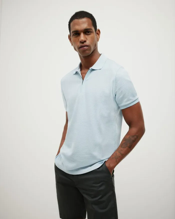 Politix Polo Shirts Men Travel Short Sleeve Polo Light Blue