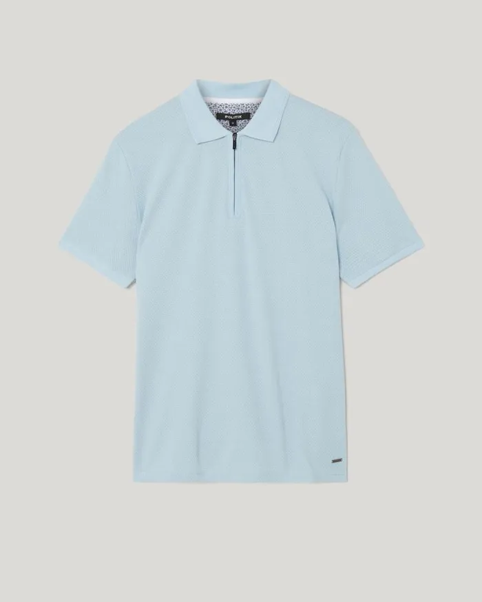 Politix Polo Shirts Men Travel Short Sleeve Polo Light Blue