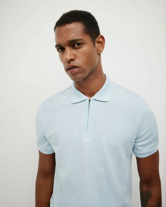 Politix Polo Shirts Men Travel Short Sleeve Polo Light Blue