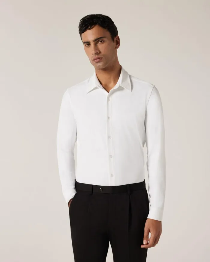 Politix Shirts Men Slim Travel Shirt White