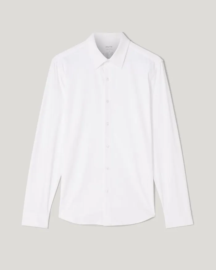 Politix Shirts Men Slim Travel Shirt White