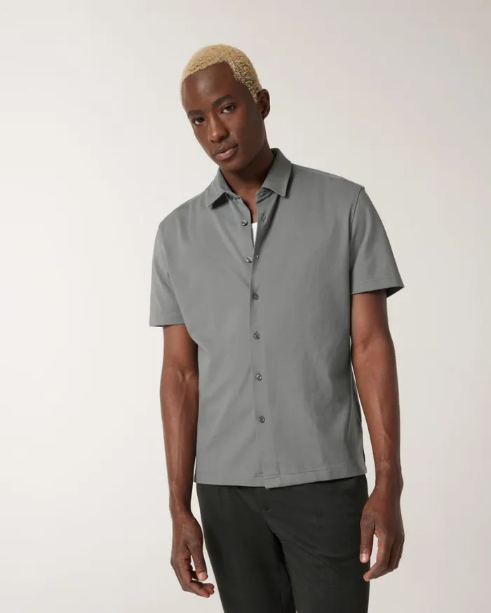Politix Shirts Men Travel Pique Short Sleeve Shirt Sage