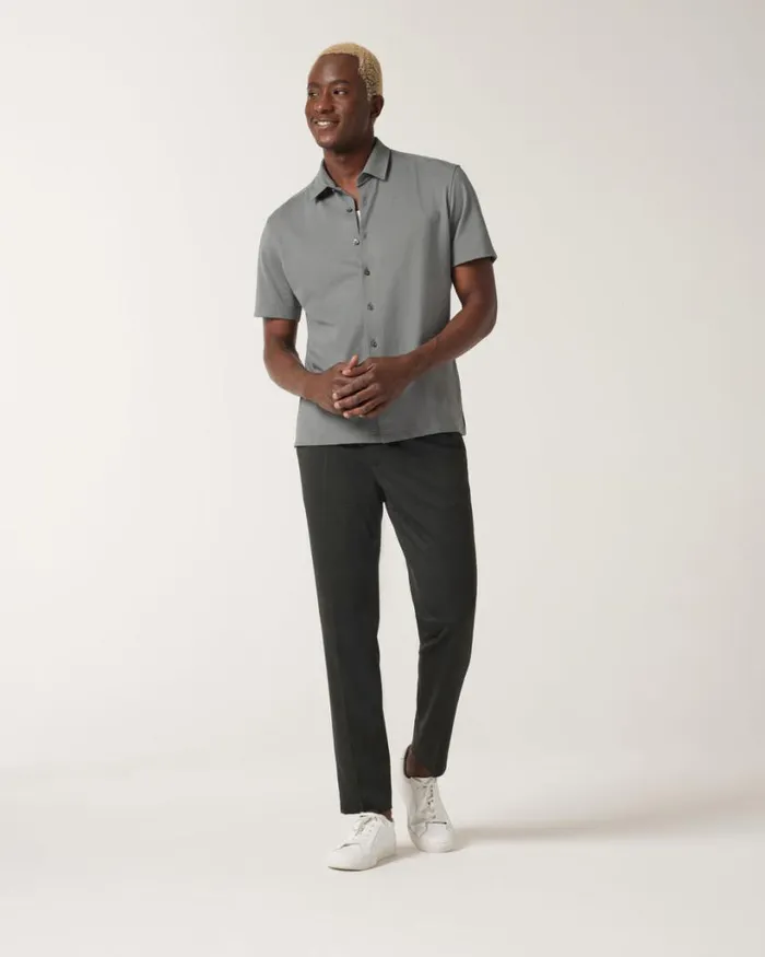 Politix Shirts Men Travel Pique Short Sleeve Shirt Sage