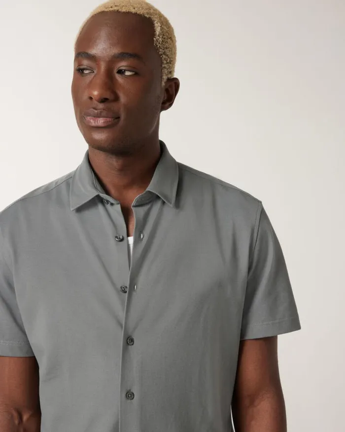 Politix Shirts Men Travel Pique Short Sleeve Shirt Sage
