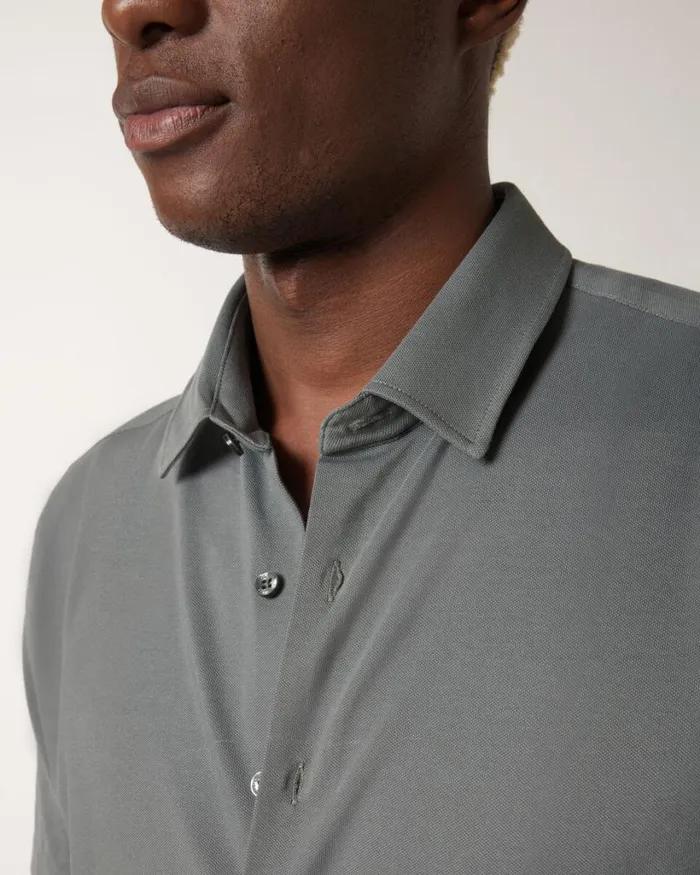 Politix Shirts Men Travel Pique Short Sleeve Shirt Sage
