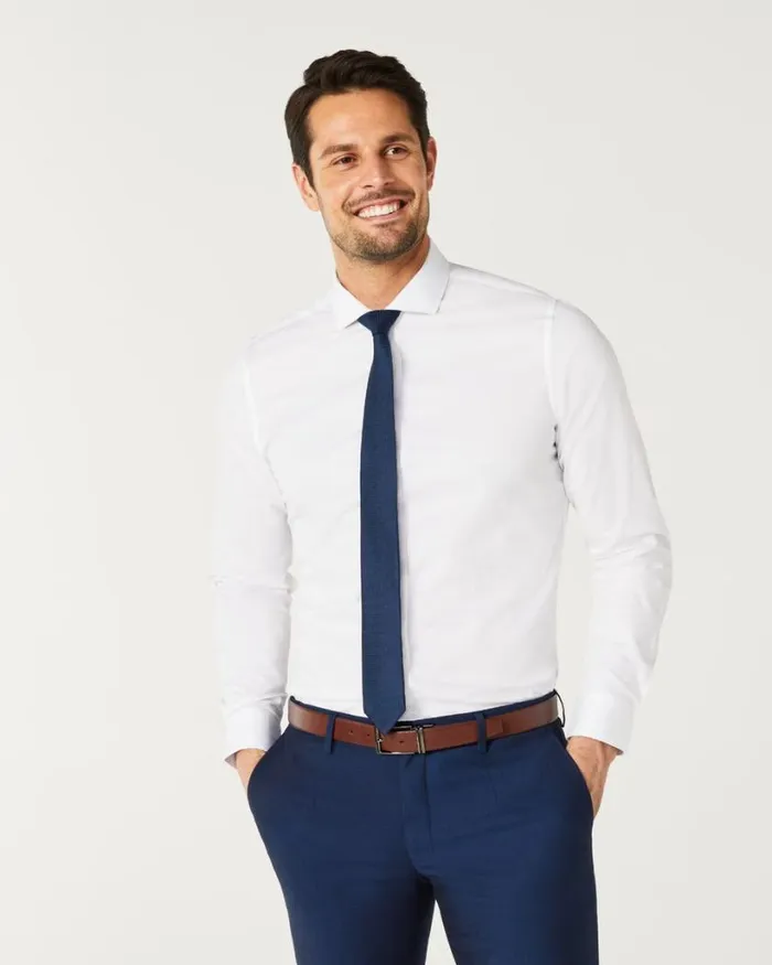 Politix Shirts Men Ultra Slim Long Sleeve Twill Shirt White