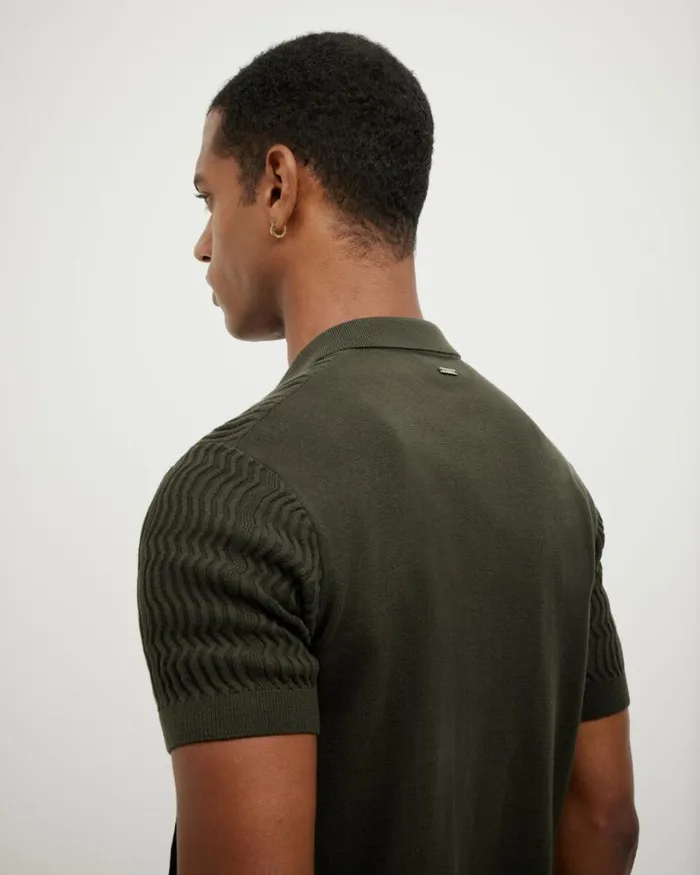 Politix Shirts Men Wave Knit Button Down Short Sleeve Shirt Khaki