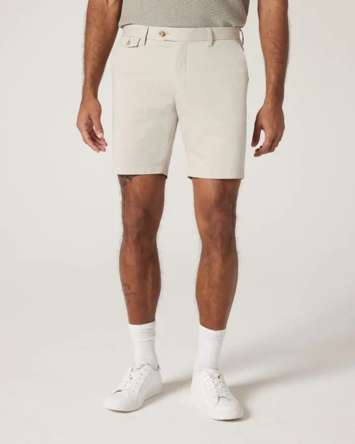 Politix Shorts Men Slim Stretch Cotton Stretch Chino Short Bone