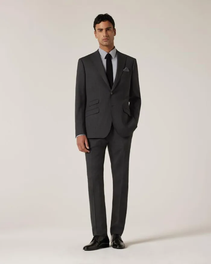 Politix Suit Pants Men Slim Stretch Wool Blend Tailored Pant Charcoal