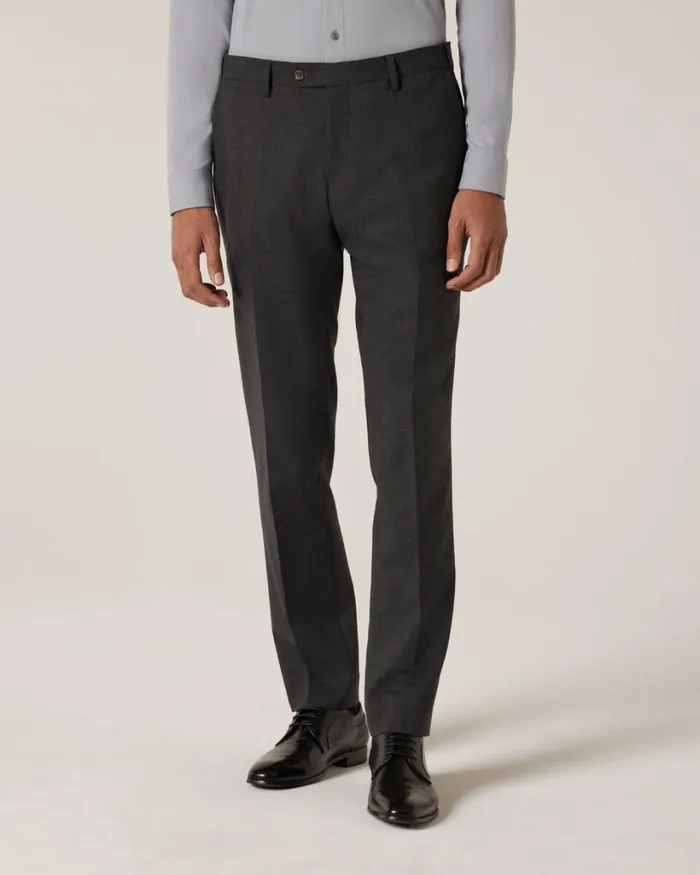 Politix Suit Pants Men Slim Stretch Wool Blend Tailored Pant Charcoal