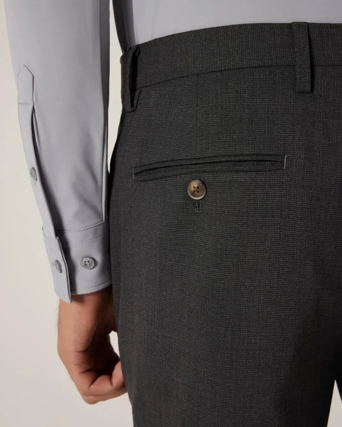 Politix Suit Pants Men Slim Stretch Wool Blend Tailored Pant Charcoal