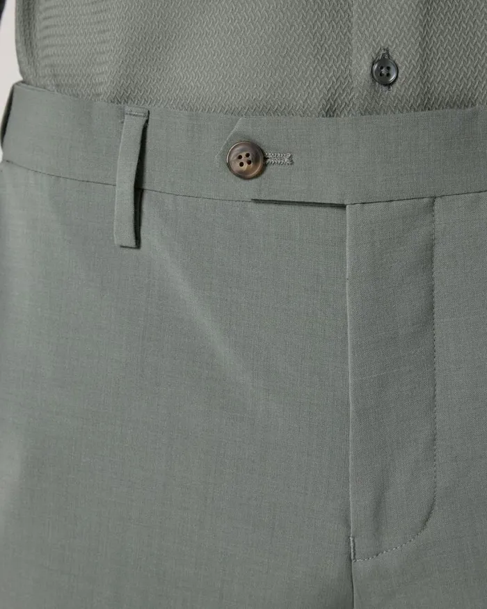 Politix Suit Pants Men Slim Stretch Wool Blend Tailored Pant Sage
