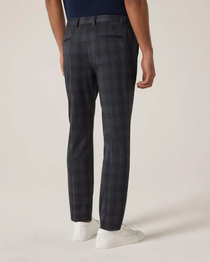 Politix Suit Pants Men Travel Jersey Check Tailored Pant Charcoal Marle
