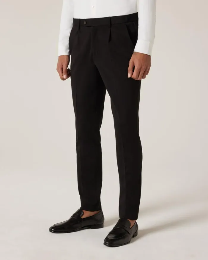 Politix Suit Pants Men Travel Jersey Tailored Pant Black