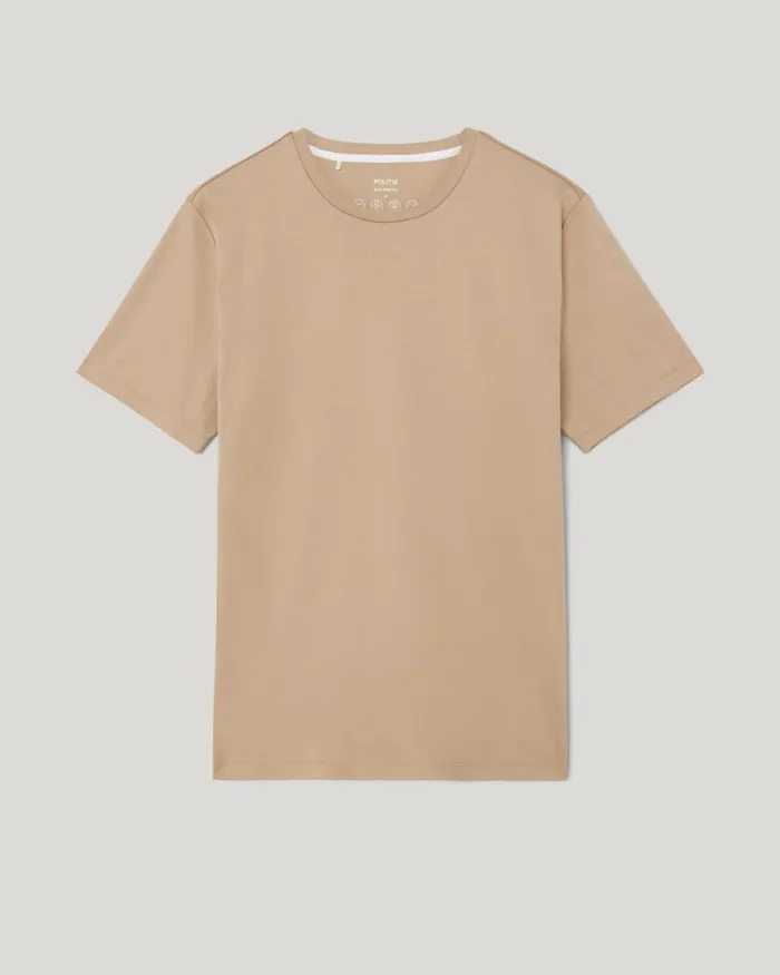 Politix TShirts Men Slim Travel Tee Light Tan