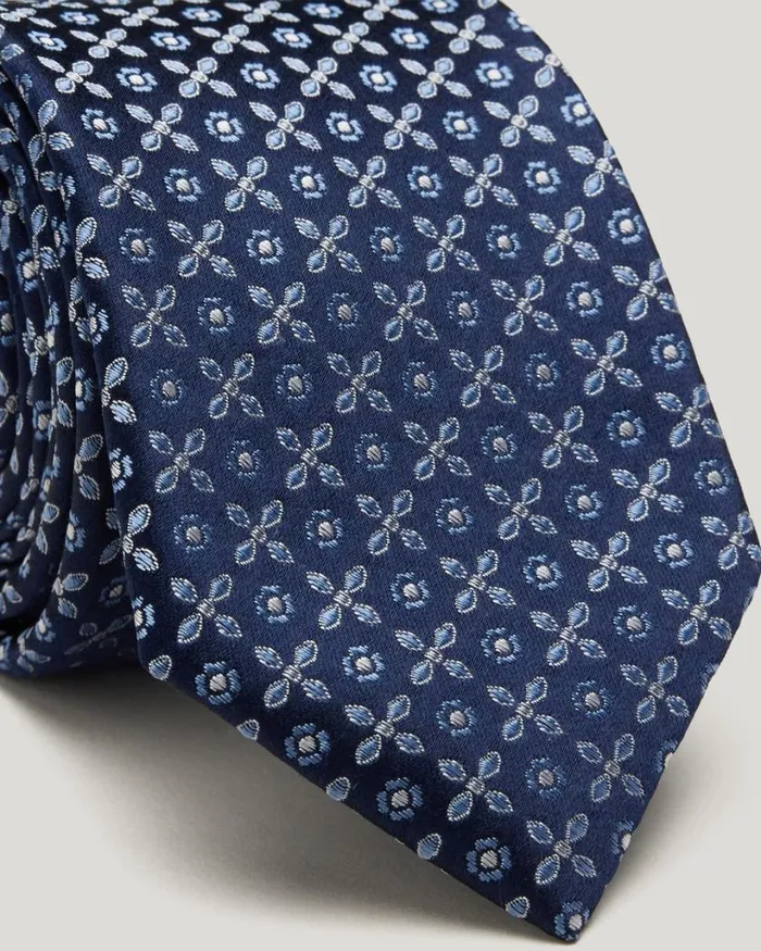 Politix Ties Men Silk Geo Jacquard Tie Navy Blue