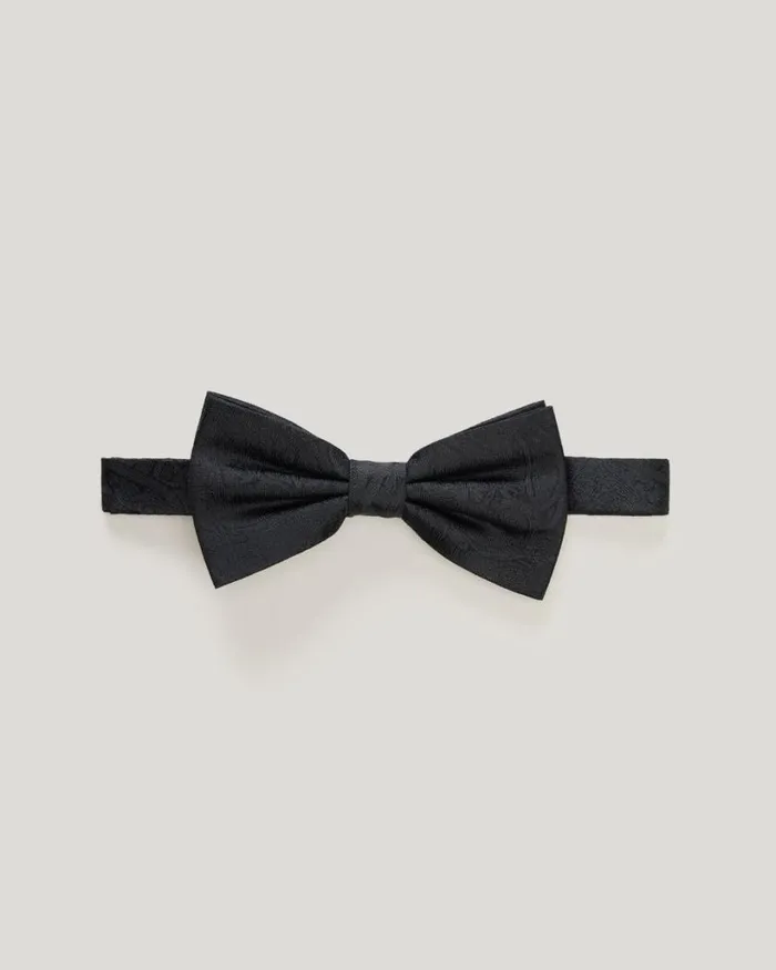 Politix Ties Men Silk Paisley Jacquard Bow Tie Black
