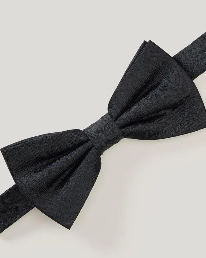 Politix Ties Men Silk Paisley Jacquard Bow Tie Black