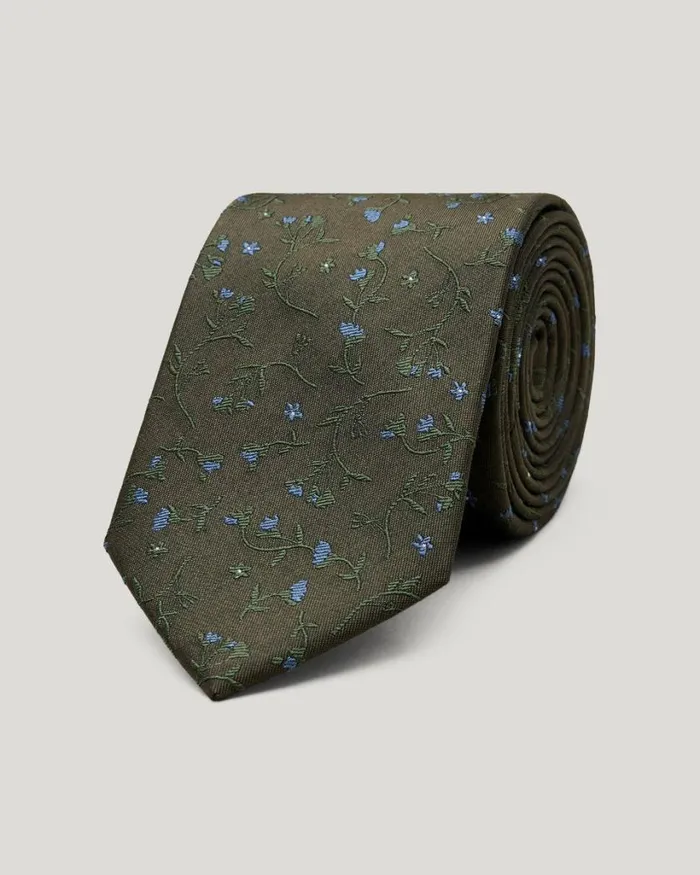 Politix Ties Men Tonal Floral Silk Tie Khaki