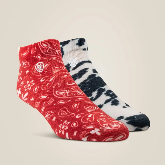 Pony Print Ankle Sock 2 Pair Multi Color Pack Blackred Women Ariat Socks