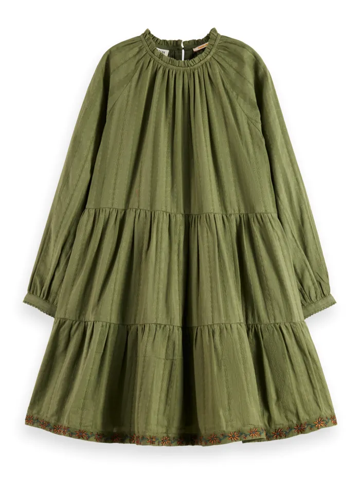 PRETTY COTTON EASY DRESS WITH LUREX DETAILS New Military Kids Scotch and Soda Dresses and Jumpsuits