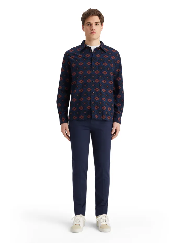 Printed Seersucker Shirt Night Bookcover Ditsy Men Scotch and Soda Shirts