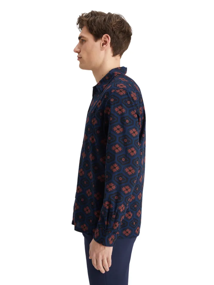 Printed Seersucker Shirt Night Bookcover Ditsy Men Scotch and Soda Shirts
